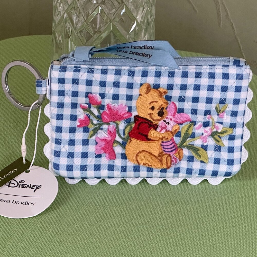 VERA BRADLEY DISNEY WINNIE THE POOH ZIP ID CASE:NWT SPRINGTIME GINGHAM